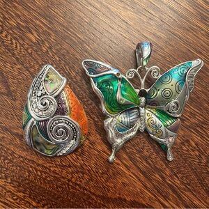 Multicolor Enamel Pendants Butterfly Teardrop